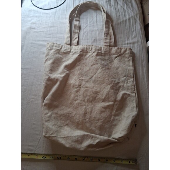 Canvas Tote Bag White Cream Off Shoulder Grocery" Let's Go On An Adventure" - Picture 4 of 5